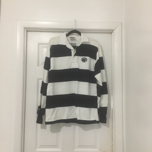 Barbarian Other - Penn State University rugby shirt. Blur and white.